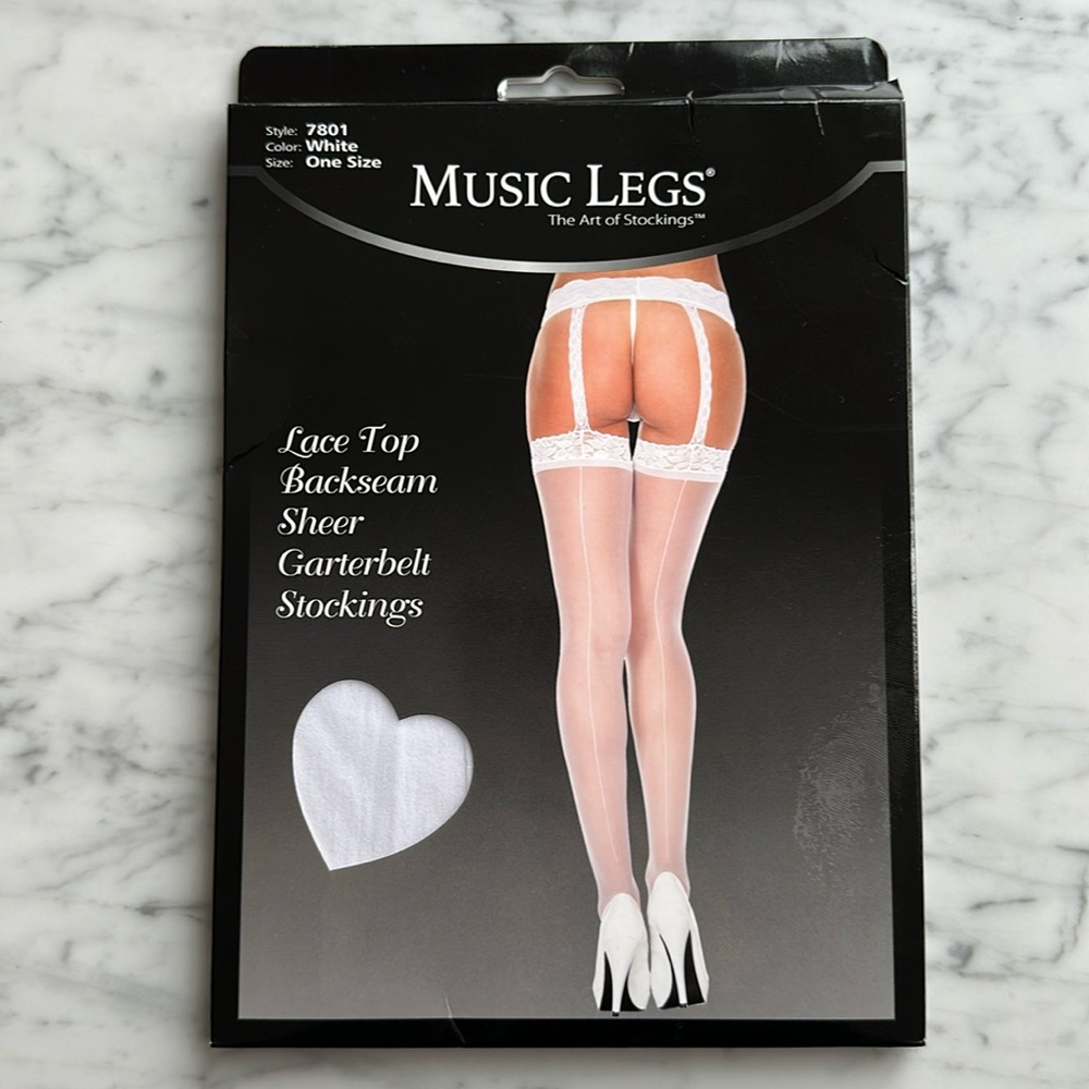 Lace Top Backseam Sheer Garterbelt Stockings One Size